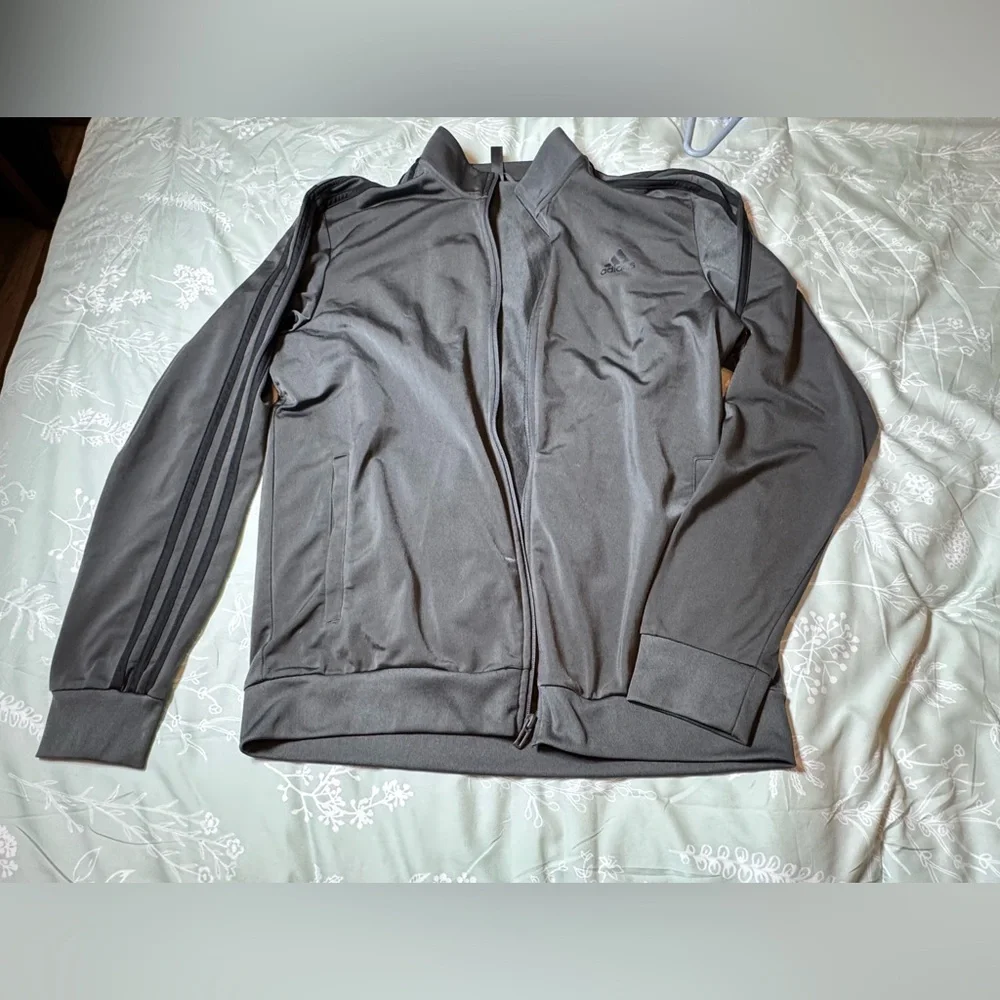 Adidas Men’s Track Jacket — Gray, Size LG